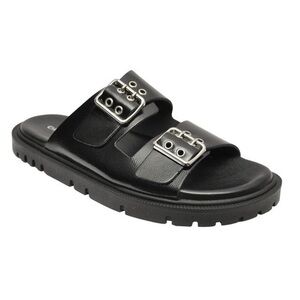 Christian Di Riccio Italy Patent Leather Buckled Slide In Sandal NWOT